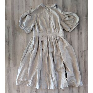Little Women Atelier Meg Dress Linen Natural Beige Short Sleeve, XS-XL (B6)